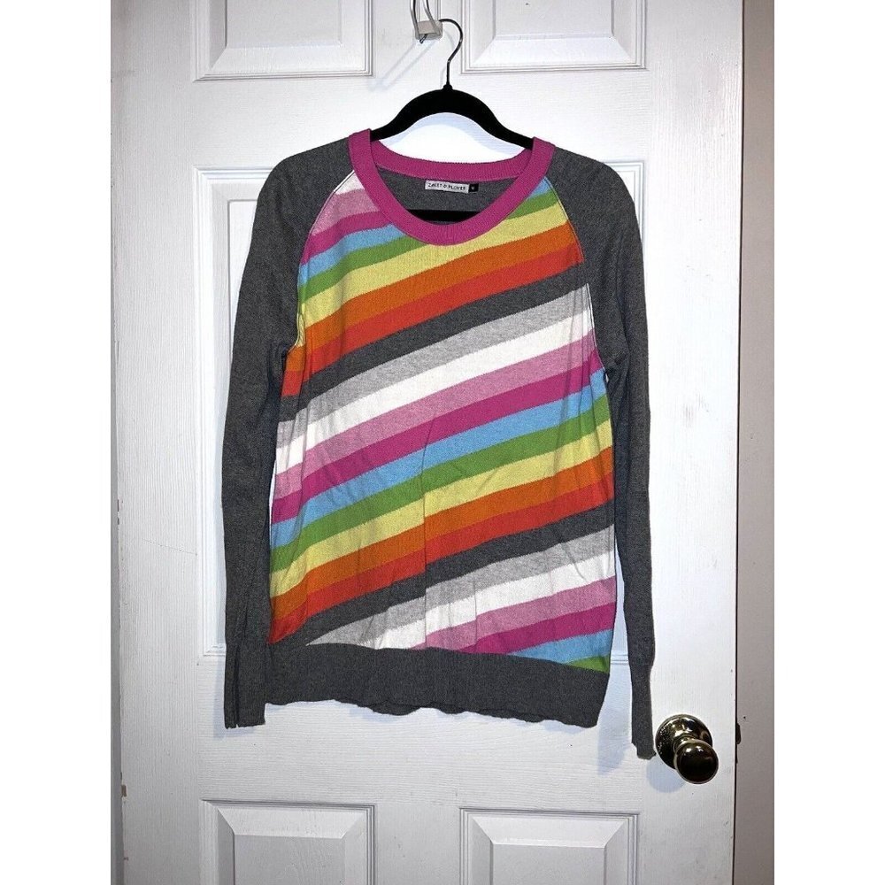 ZAKET & PLOVER Womens Cashmere Blend Multicolor Crewneck Pullover Sweater
